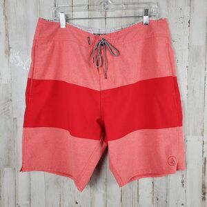 Volcom Striped Broad Shorts Red Size 36